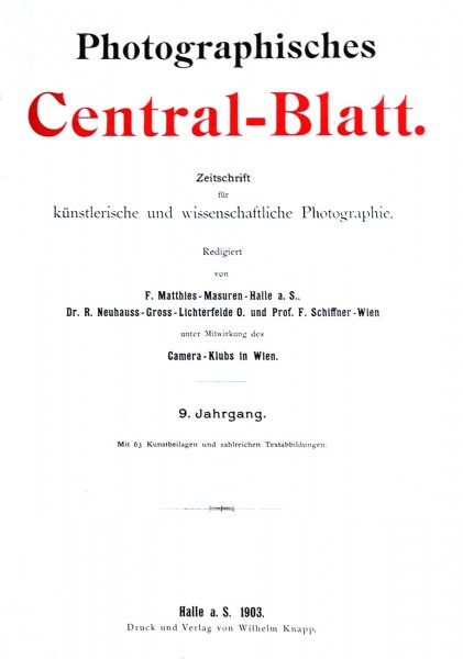 Photographisches Centralblatt: 1903