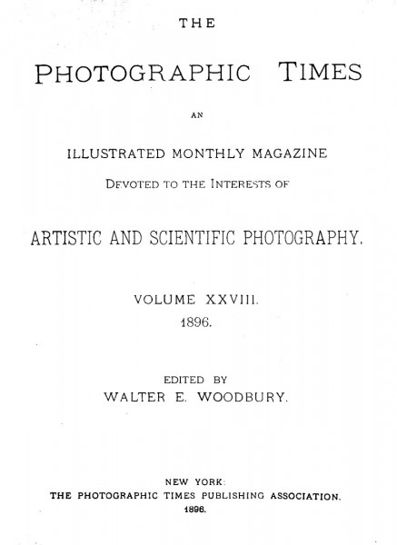 Title Page: The Photographic Times: 1896