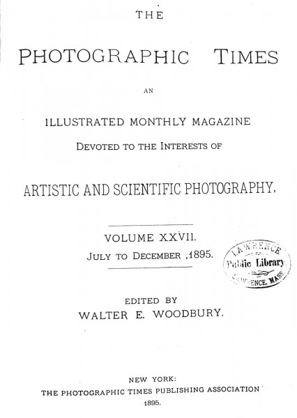 Title page: The Photographic Times: 1895: July-December