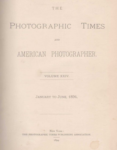Title Page: The Photographic Times: 1894: January-June