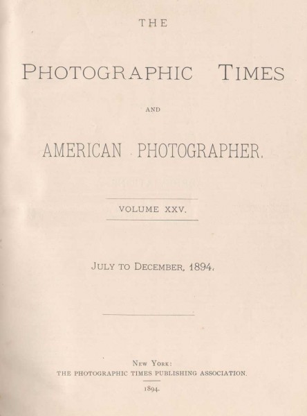 The Photographic Times: 1894: July-December